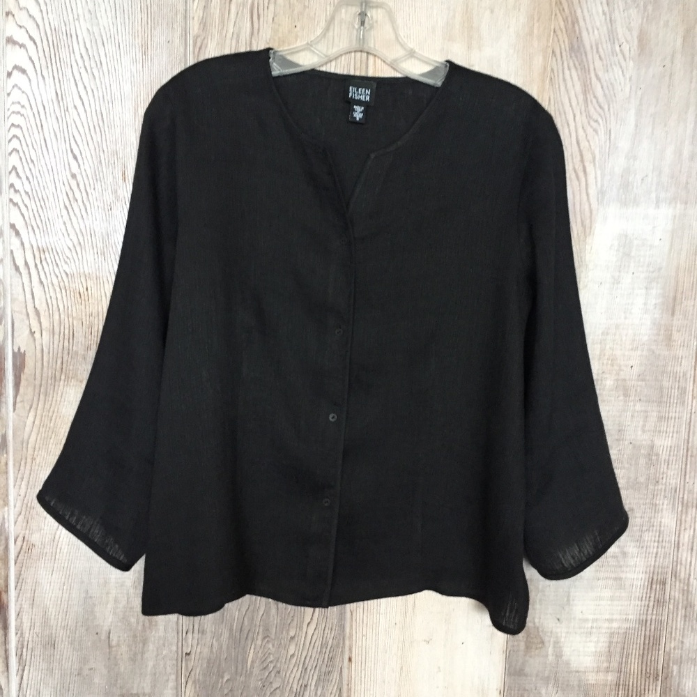 Eileen Fisher V Neck Button Front Jacket S